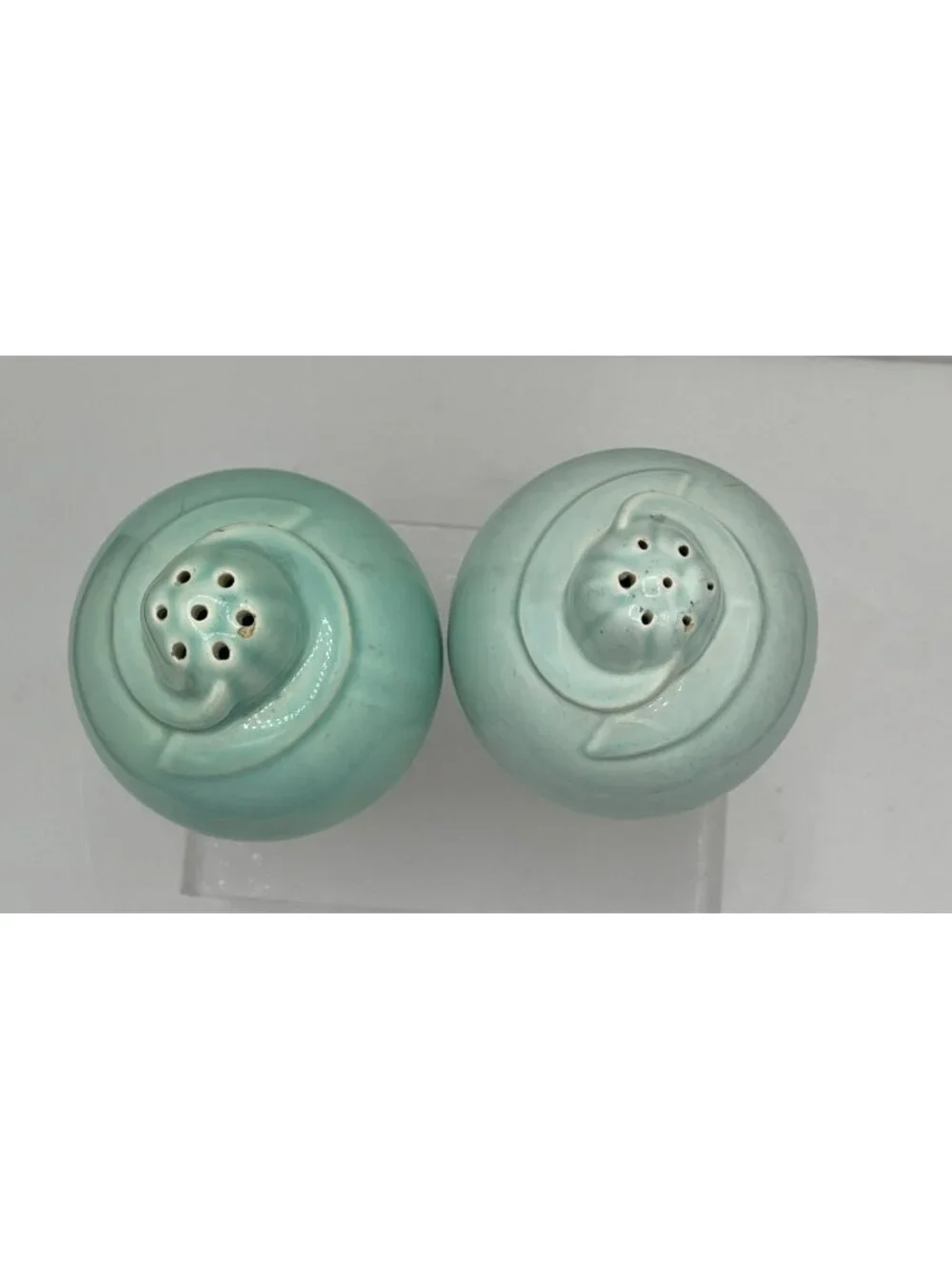 Luray Pastels Surf Green Salt & Pepper Shakers Vintage 1940s Taylor Smith Taylor